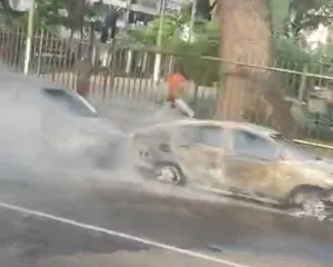 Imagem ilustrativa da imagem Incêndio de carro em Niterói atingiu outros dois veículos; vídeo