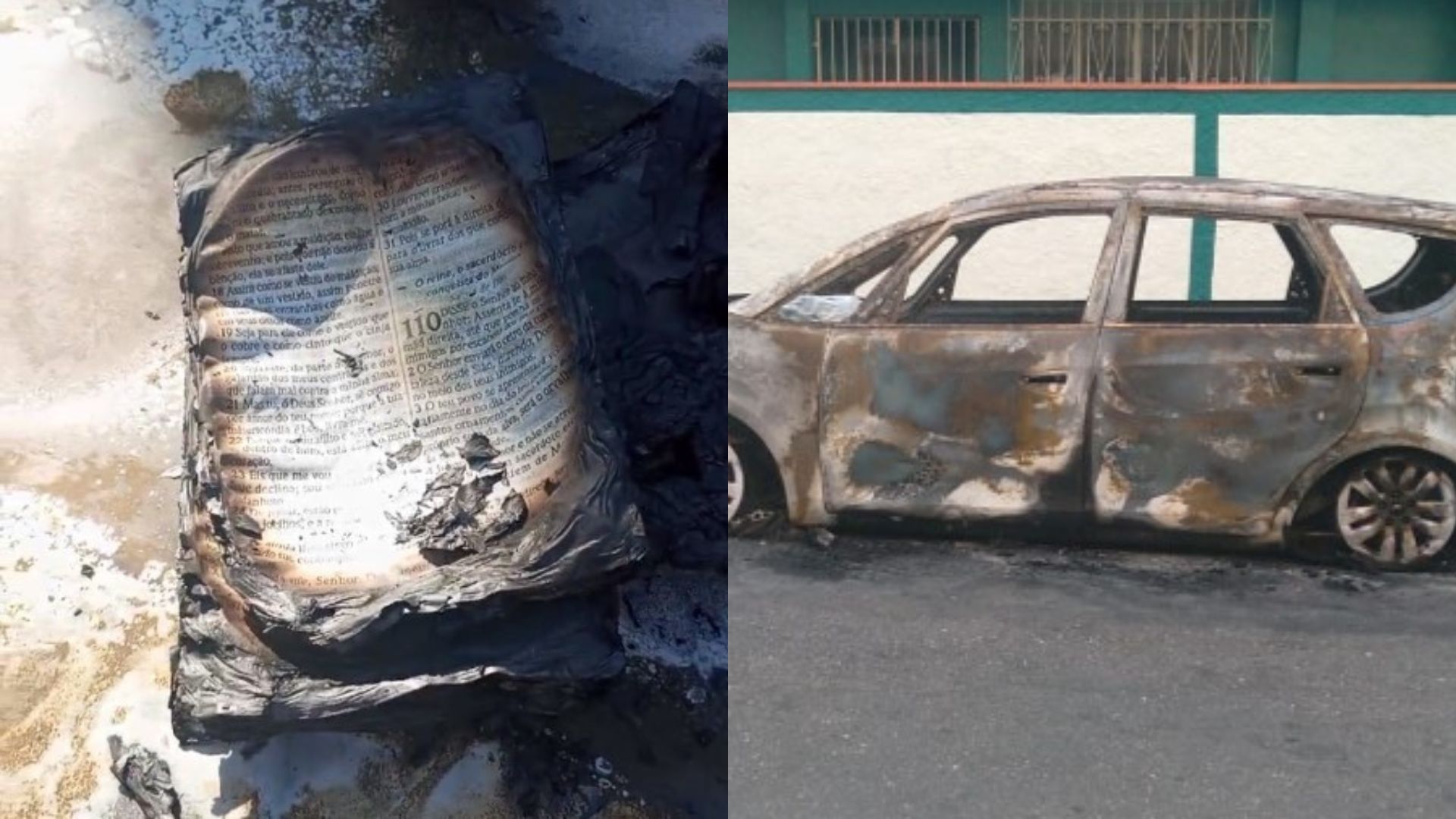 Imagem ilustrativa da imagem Bíblia chama atenção após incêndio destruir carro em Niterói; vídeo