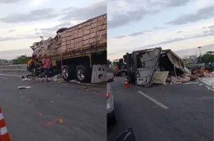 Imagem ilustrativa da imagem Ferido em tombamento de caminhão na BR-101, em Niterói