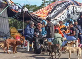 Imagem ilustrativa da imagem Famílias fazem acampamentos em rodovias para vigiar casas no RS