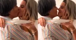 Imagem ilustrativa da imagem Glória Pires beija filha na boca, e gesto vira debate na web; vídeo