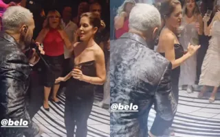 Imagem ilustrativa da imagem Mariana Gross curte samba ao lado de Belo durante festa; vídeo