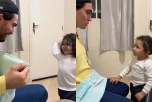 Imagem ilustrativa da imagem Menina se assusta após ver o pai sem barba pela primeira vez; vídeo