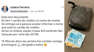 Imagem ilustrativa da imagem Mulher acha dinheiro e procura dona de carteira em São Gonçalo
