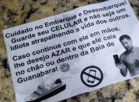 Imagem ilustrativa da imagem Panfleto na estação das barcas chama atenção: 'Não seja idiota'