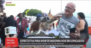 Imagem ilustrativa da imagem Repórter da Globo é mordida por cachorro de fã da Madonna; vídeo