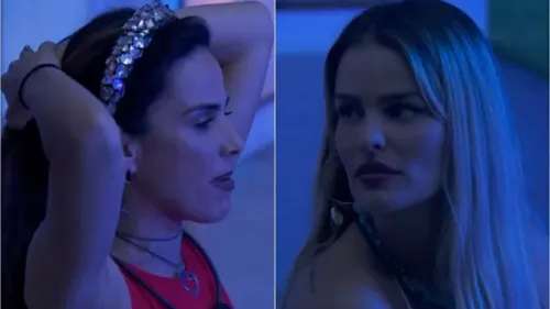 Wanessa e Yasmin conversando durante a festa do líder