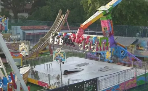 Brinquedo cai e duas pessoas ficam feridas em parque de Salvador