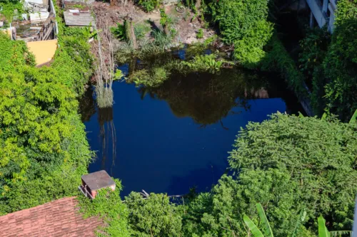 Lago foi criado após fechamento de uma nascente na casa ao lado