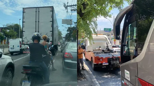 Uma faixa precisou ser interditada para retirar o ônibus do local