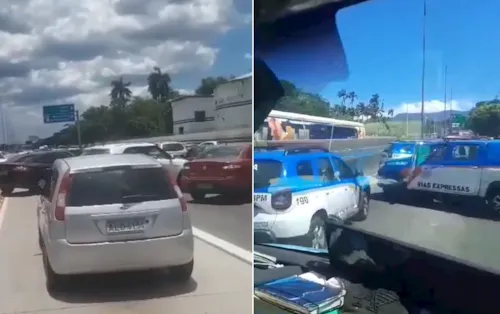 O local foi cercado para perícia e, por conta disso, causou um grande congestionamento na via