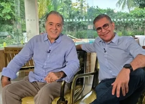 Tony Ramos e o repórter Helder Duarte