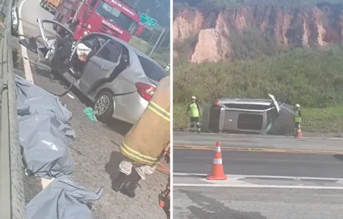 Três carros se envolveram no acidente na BR-101