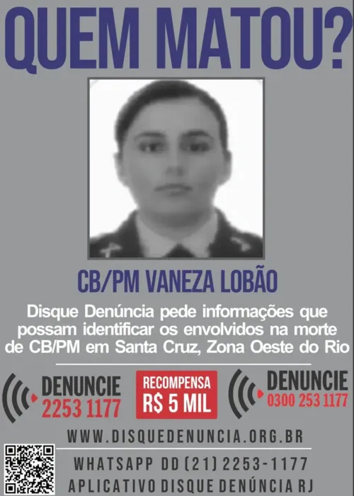 Disque Denúncia divulga cartaz pedindo informações sobre morte de policial