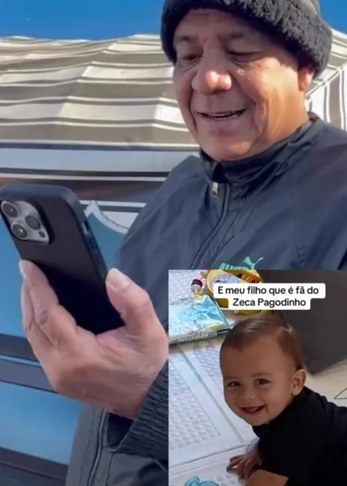 Imagem ilustrativa da imagem Fofura! Bebê de 1 ano fã de Zeca Pagodinho rouba a cena; vídeo