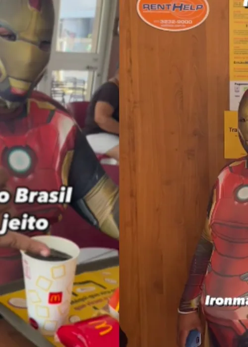 Homem fantasiado chamou a atenção ao fazer um lanche no McDonald's