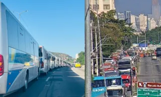 Imagem ilustrativa da imagem Caos! Fileira de ônibus impressiona após acidente em Niterói