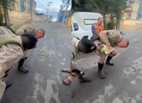 Imagem ilustrativa da imagem Vídeo: policiais salvam vida de recém-nascido que se engasgou