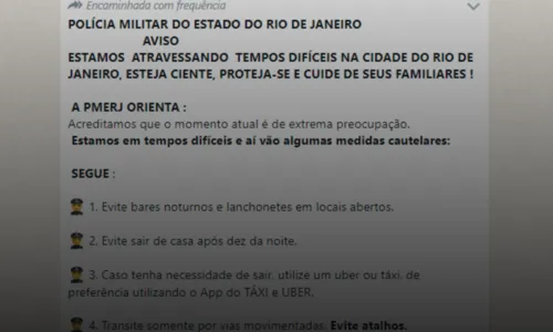 Mensagem já foi encaminhada para diversos grupos