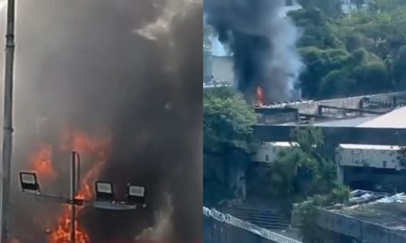 Canecão em chamas: funcionários usam baldes para combater incêndio