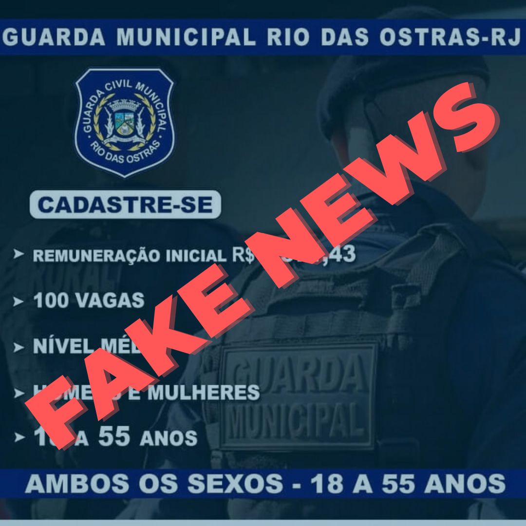 Fake! Rio das Ostras desmente contratação para Guarda Municipal