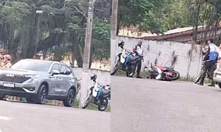 Imagem ilustrativa da imagem Carro e moto batem em rotatória de Niterói; vídeo