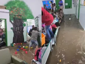 Imagem ilustrativa da imagem Crianças em choque dentro de creche inundada em SP; vídeo