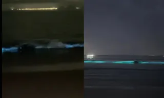 Imagem ilustrativa da imagem Fenômeno ilumina praias de Niterói e Região dos Lagos; vídeo