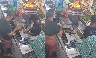 Imagem ilustrativa da imagem Flagrante! Assaltante 'faz a limpa' em mercearia na Baixada Fluminense