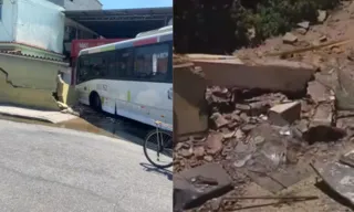 Imagem ilustrativa da imagem Ônibus derruba muro e vai parar em quintal de casa no Rio