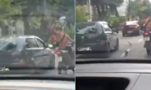 Ambos os veículos estavam em movimento na avenida durante a confusão