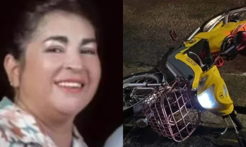 Vítima e a bicicleta elétrica em que ela estava quando foi atropelada pelo filho