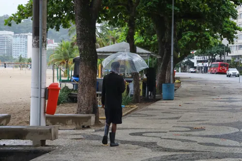 Casaco e guarda-chuva 'aparecem' no calçadão de Icaraí