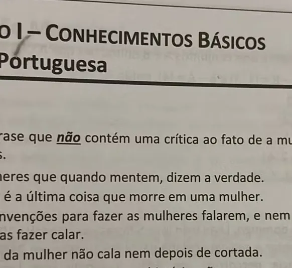 Questão de concurso público é anulada após conteúdos machistas