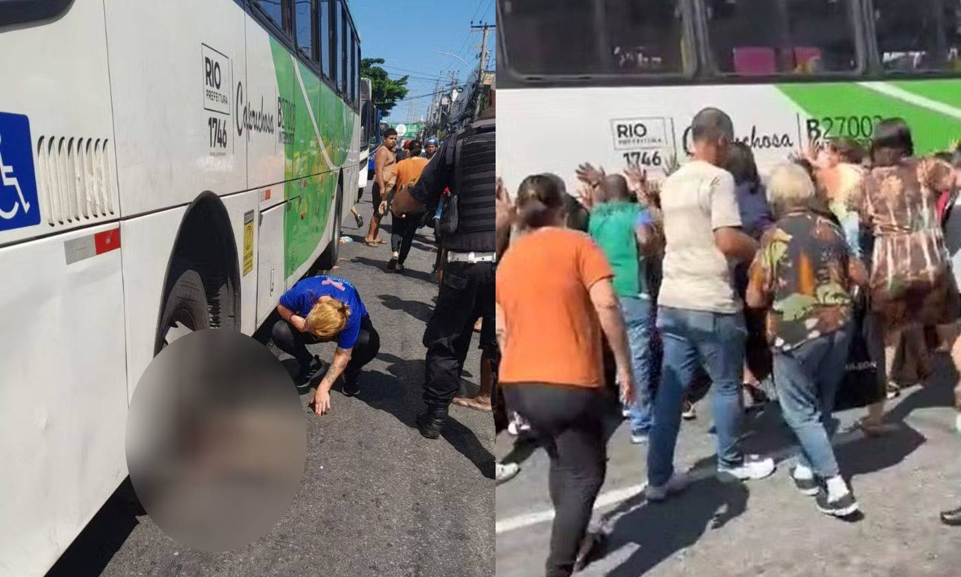 Idosa é atropelada por ônibus no Rio e população levanta veículo