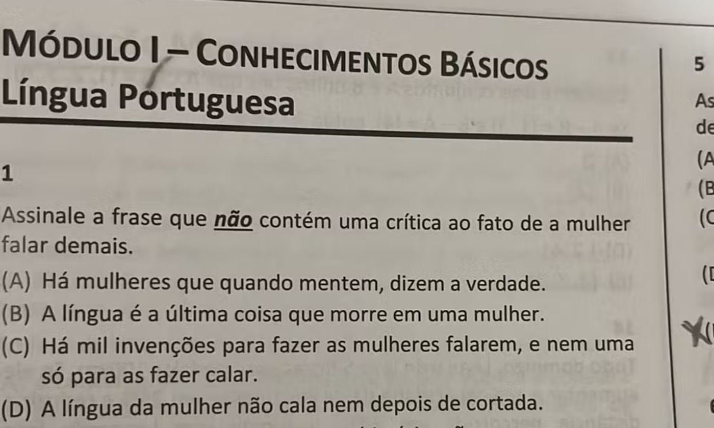 Questão de concurso público é anulada após conteúdos machistas