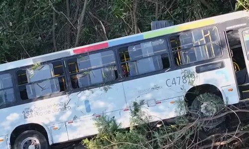 Vegetação evitou que o ônibus caísse no rio