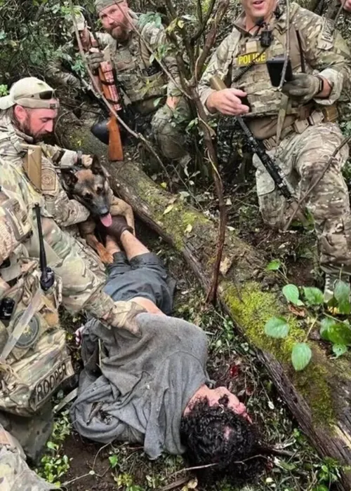 Momento em que o brasileiro é dominado pelo animal e pelos policiais