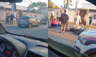 Imagem ilustrativa da imagem Vídeo: colisão entre carro e moto deixa um ferido em São Gonçalo