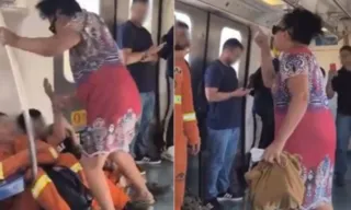 Imagem ilustrativa da imagem Vídeo: mulher agride gari em vagão de metrô