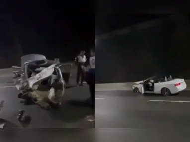 O carro modelo Gol prata, dirigido por Sidnei, ficou destruído