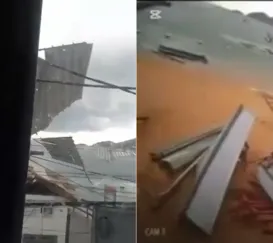 Parte de telhado quase atinge grupo em praia no Rio; vídeo