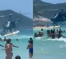 Vídeo: fuzil de PM cai no mar durante sobrevoo em Cabo Frio