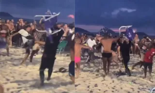 Imagem ilustrativa da imagem Pancadaria e correria em praia na Zona Sul do Rio; vídeo