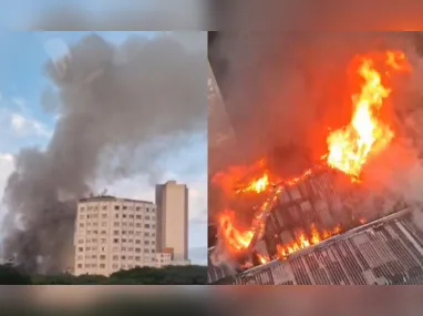 Imagem ilustrativa da imagem Incêndio de grandes proporções em prédio comercial de SP