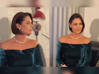 Imagem ilustrativa da imagem Michelle Bolsonaro posa elegante em jantar de posse de Trump; vídeo