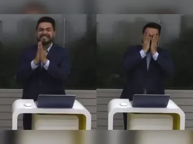 Imagem ilustrativa da imagem Apresentador abandona jornal chorando após receber ligação; vídeo