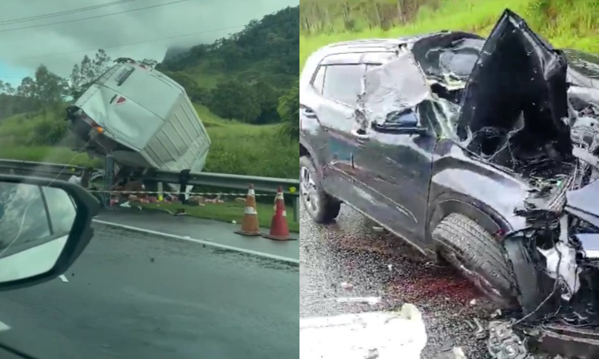 Imagem impressionante: carros ficam destruídos na Via Lagos