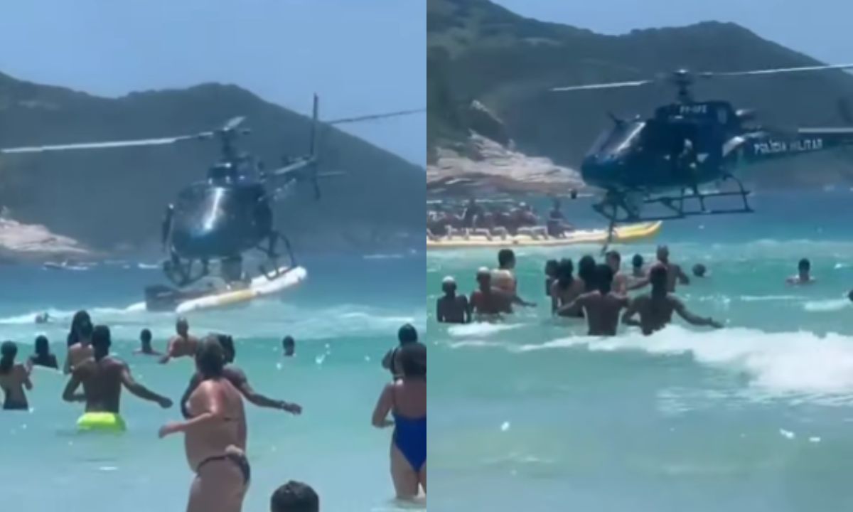 Vídeo: fuzil de PM cai no mar durante sobrevoo em Cabo Frio