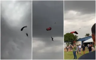 Imagem ilustrativa da imagem Homem morre ao ser atingido por paraquedista; veja vídeo